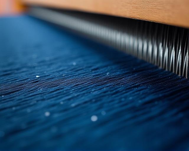 Macro photography of modern automated weaving loom